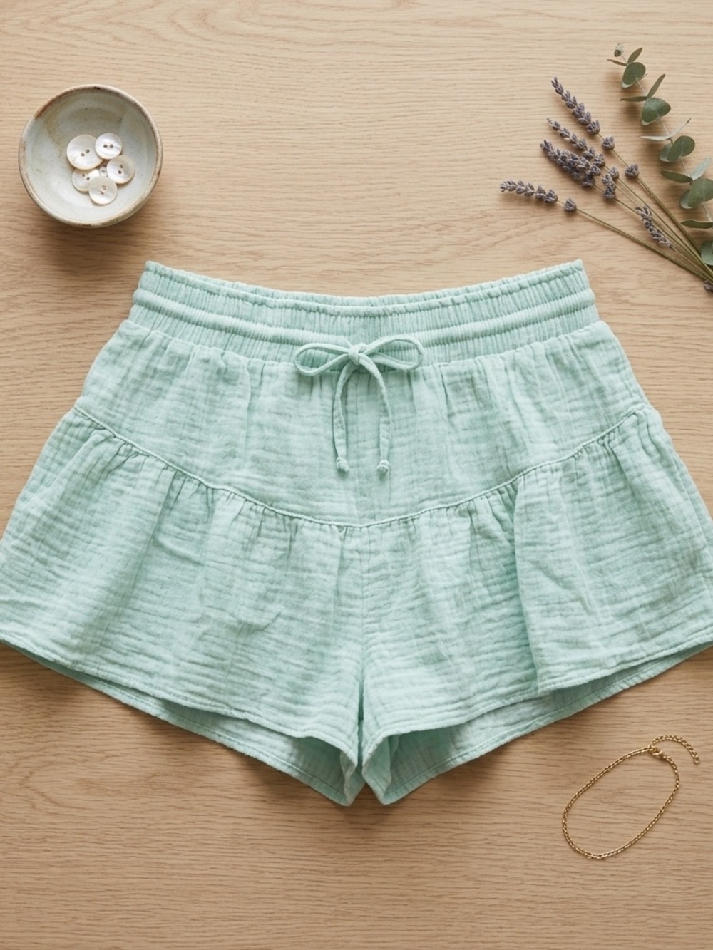 Aeropostale Light Mint Ruffle Lounge Shorts